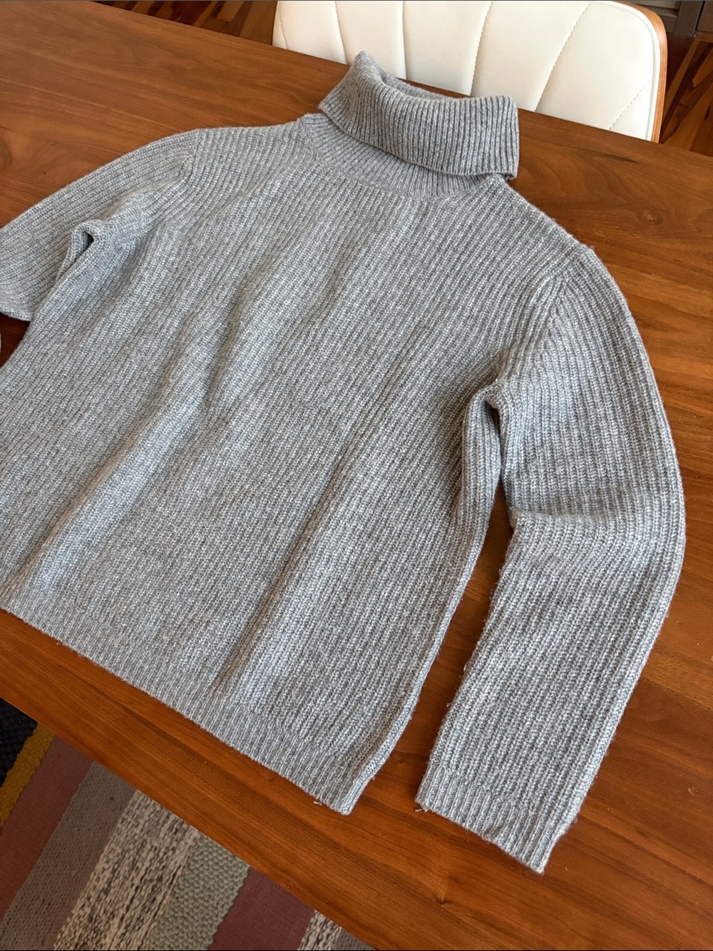 Quince Mongolian Cashmere Fisherman Turtleneck Sweater Heather Gray Size XS - Picture 7 of 11